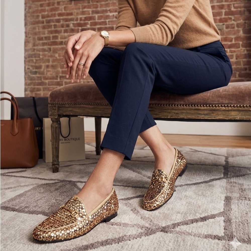 Sam Edelman Gold Sequin Loafers